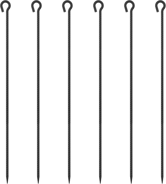 Rebar Stakes 48 Inch 1/2 Inch Diameter Heavy Duty Metal Tree Spikes 6Pcs, Garden Rope Fence Stake for Creating a Rope Border Around Flower Beds, Fence, Trees, Garden Paths, Walkways, Fountains (Black)