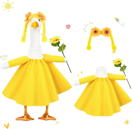 Sunflower Porch Goose Outfits Cute and Fun Porch Goose Clothes Fit 23” Geese for Lawn Yard and