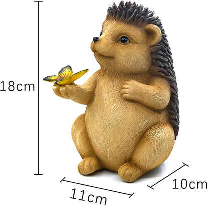 Solar Hedgehog Outdoor Statues Garden Decor with Butterfly LED Lights Hedgehog Statues for Patio Balcony Yard Lawn Ornament, Birthday Gardening Gifts for Mom Grandma Women