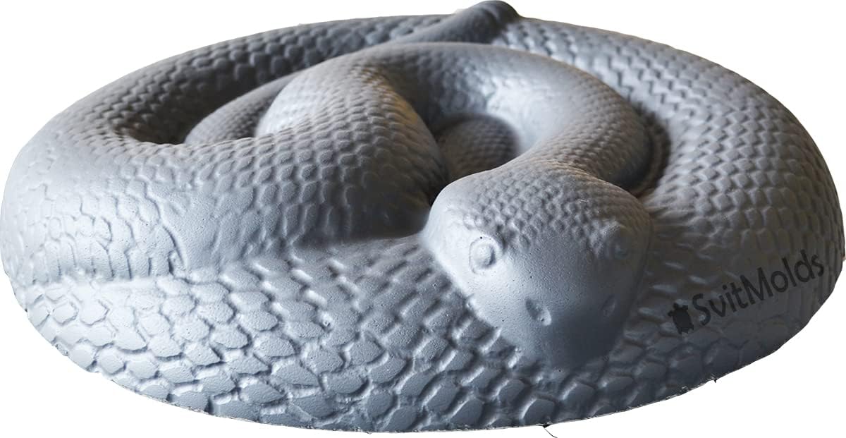 SvitMods Mold Snake DIY Statue for Garden Black ABC Plastic Concrete Cement Mould Rattlesnake Garden Decor Mold Croc for Garden Figure (D72-Small)