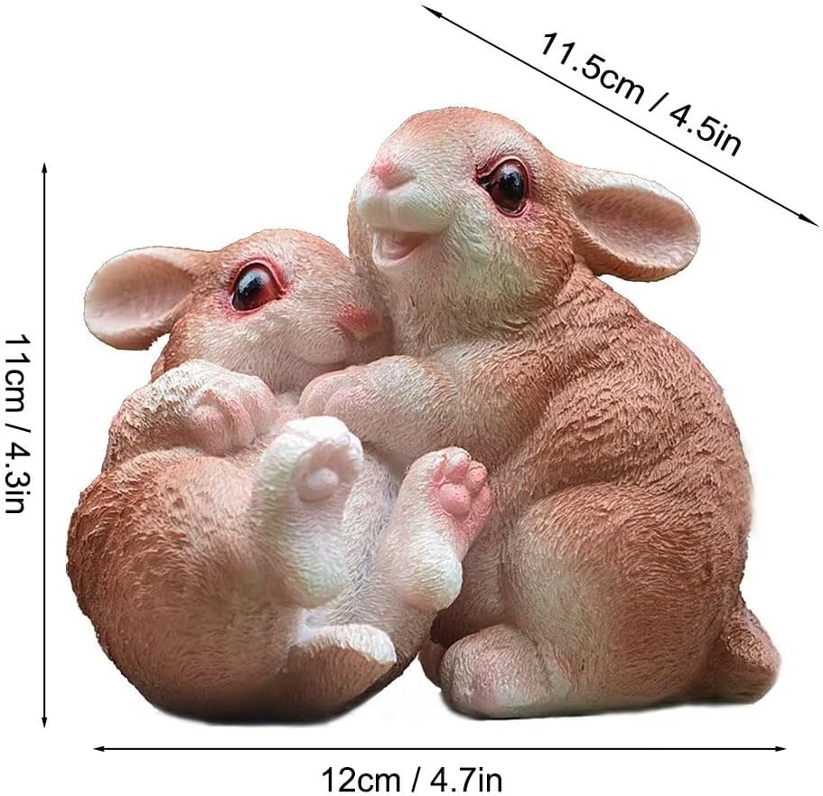 Garden Statues Bunny Decor Resin Hug Rabbit Figurine Cute Fairy Garden Decor Outdoor Statues for Patio Yard Porch Balcony Gifts for Women Mom Grandma Brown