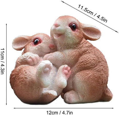 Garden Statues Bunny Decor Resin Hug Rabbit Figurine Cute Fairy Garden Decor Outdoor Statues for Patio Yard Porch Balcony Gifts for Women Mom Grandma Brown