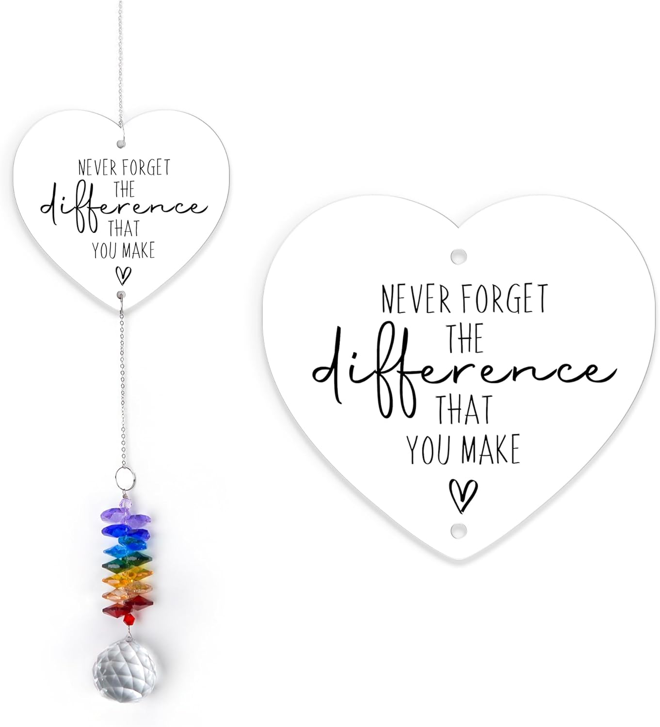 Inspirational Gift - Positive Suncatcher Ornament - Never Forget The Difference That You Make - Appreciation Positive Gift for Women, Friend Sister Coworker, Birthday Present