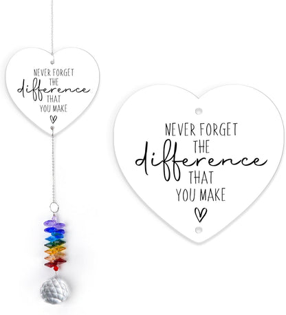 Inspirational Gift - Positive Suncatcher Ornament - Never Forget The Difference That You Make - Appreciation Positive Gift for Women, Friend Sister Coworker, Birthday Present