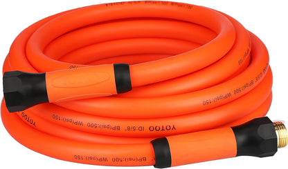 YOTOO Heavy Duty Hybrid Garden Water Hose 5/8-Inch by 25-Feet 150 PSI Kink Resistant, Flexible with Swivel Grip Handle and 3/4" GHT Solid Brass Fittings, Orange
