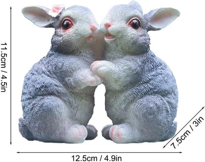 Garden Statues Bunny Decor Resin Dance Rabbit Figurine Cute Fairy Garden Decor Outdoor Statues for Patio Yard Porch Balcony Gifts for Women Mom Grandma Grey
