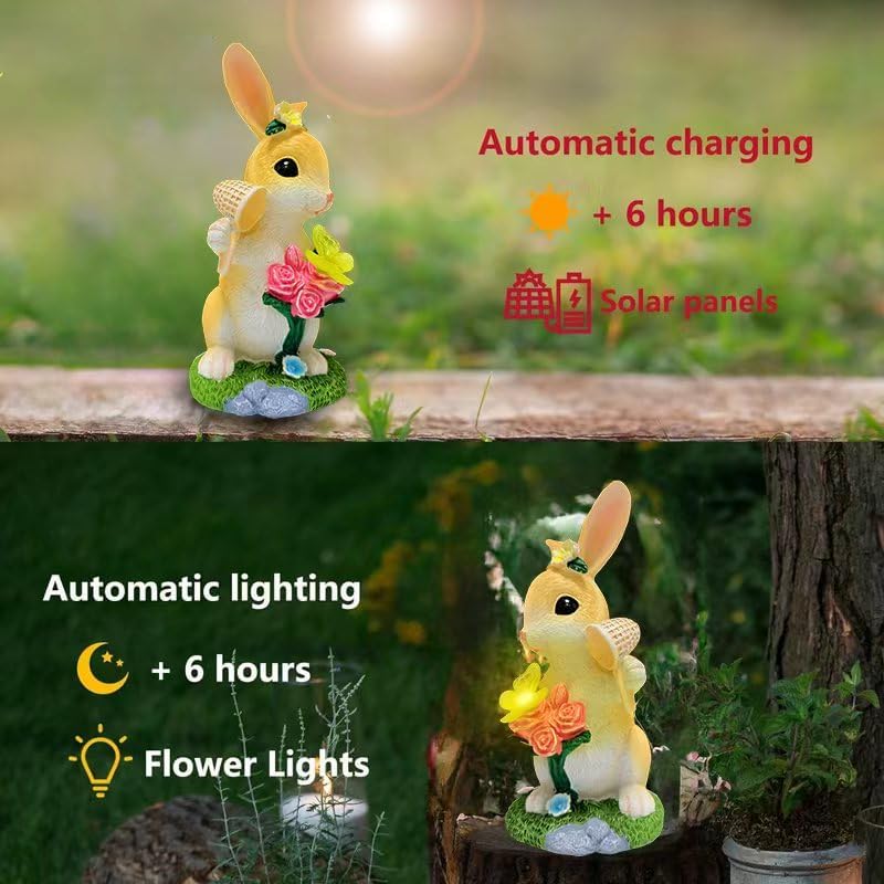 Solar Garden Decor Statues Outdoor, Birthday Gifts for Women Mom Grandma Senior Elder, Ornament for Balcony, Garden, Patio, Yard, Lawn