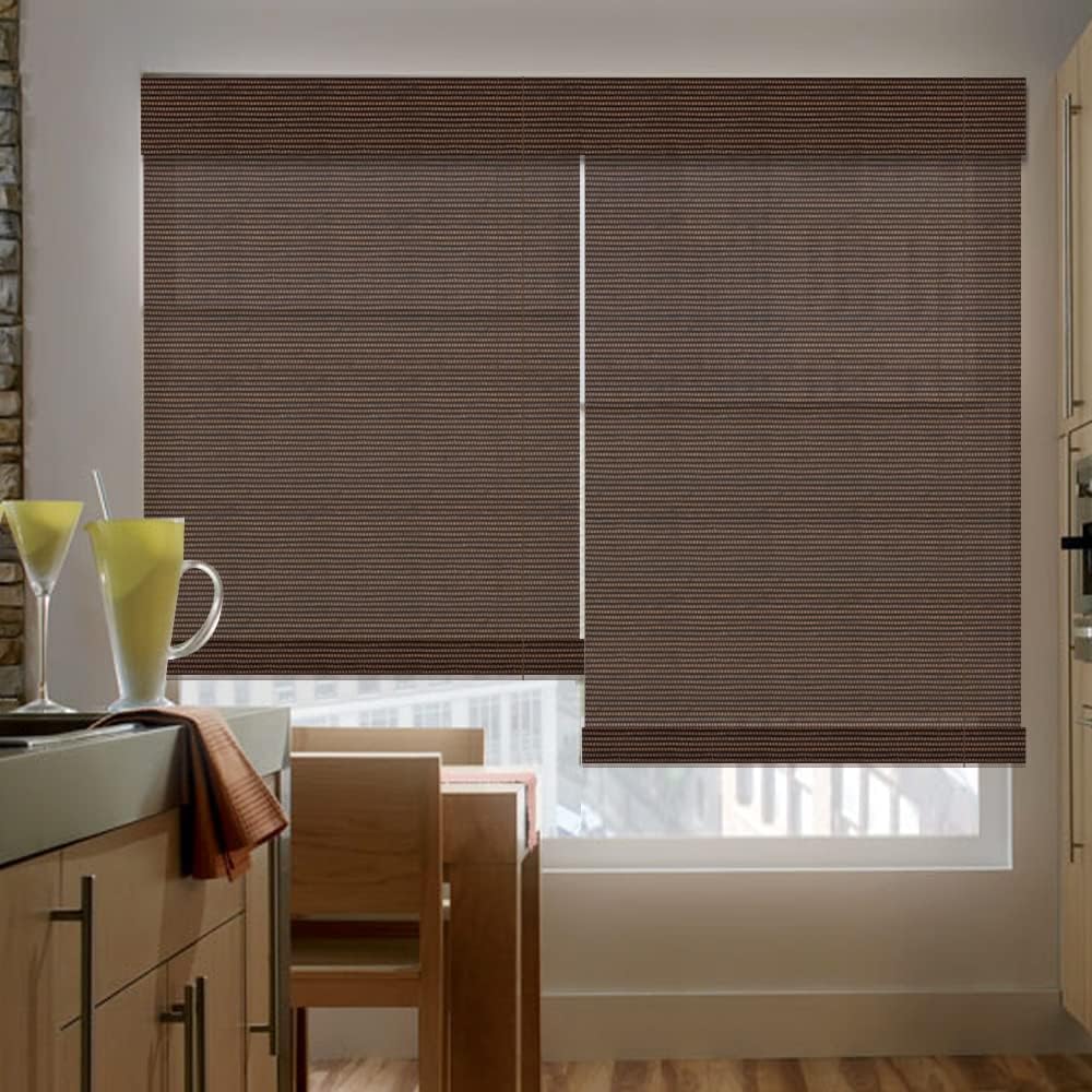 LETAU Cordless Wood Window Roller Shades, Bamboo Light Filtering Window Blinds for Indoor Home, Office, Kitchen, Pattern 10