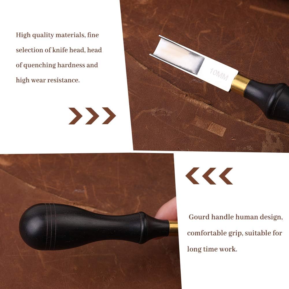 DIUDUS 10mm Leather Edge Beveler Tool, Wide Mouth Leather Edge Beveler Skiving, Leather Edge Trimmer with Wooden Handle for DIY Leather Craft