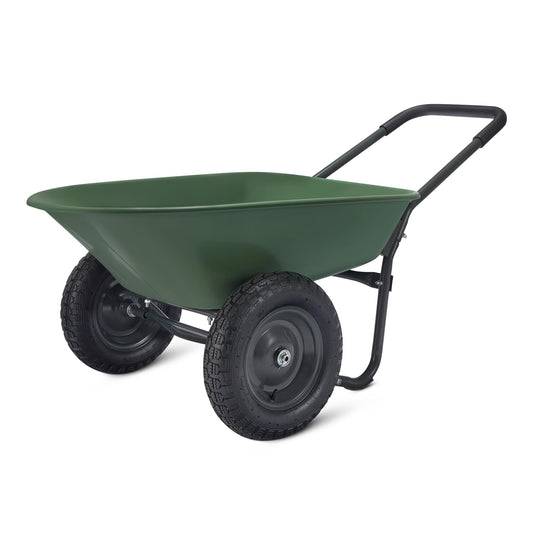 Amazon Basics Garden Wheelbarrow, Heavy Duty, 330 Pounds Capacity, 3.7 Cubic Feet, 26.8W x 53.9D x
