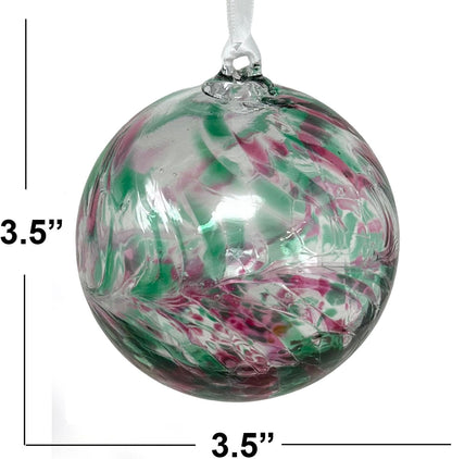 Small Friendship Glass Ball Globe - Opal 3.5 inch Hand Blown Handmade Hanging Garden Gazing Ball Indoor Outdoor Home Décor