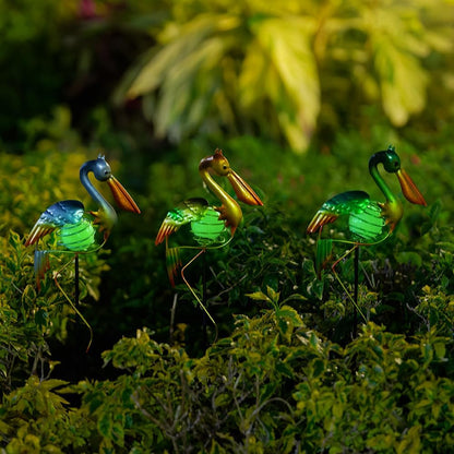 3Pcs Pelican Decorative Garden Stakes, 56.5''H Waterproof Glow in The Dark Metal Yard Decor,Luminous Spring Decorative Garden Stakes for Lawn Patio Pathway