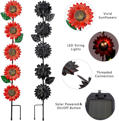 Solar Garden Stakes Lights,3 Pack Metal Sunflowers for Outside,Waterproof Solar Decorative Garden Stakes,Metal Spring Yard Art Decor Lights for Patio Pathway Backyard Porch Lawn(22.6 * 4.7IN)