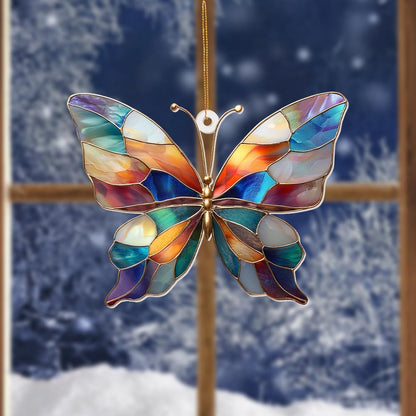 Stained Glass Butterfly Ornament Acrylic – Colorful Suncatcher Window Hanging, Glass Butterfly Decoration for Christmas Tree 2025, Spring Garden Décor, Gifts for Women & Nature Lovers(Sun-04)
