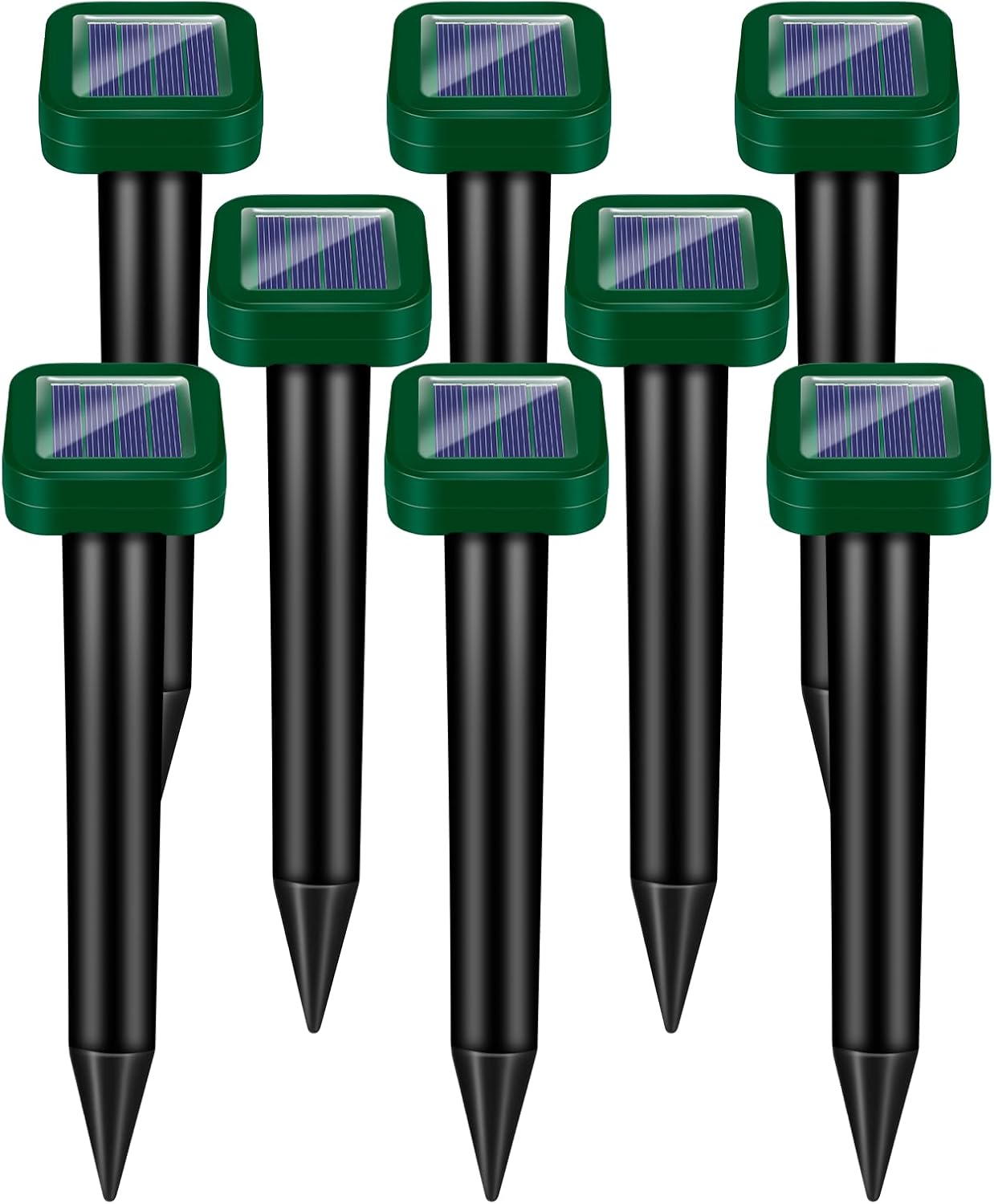 8 Pack Solar Powered Mole Repellent Ultrasonic Stakes - Outdoor Snake, Gopher, Vole, Groundhog Repeller for Yard & Lawn, Waterproof Pest Deterrent for Garden & Farm