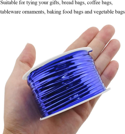 HAHIYO 100Yards/300Feet/91M Blue Metal Twist Ties Bread Candy Coffee Bag Ties Plant Garden Twist Ties for Cellophane Treat Bag Gift Wraping Bag Plastic Bag Halloween Party Cake Present Art Craft