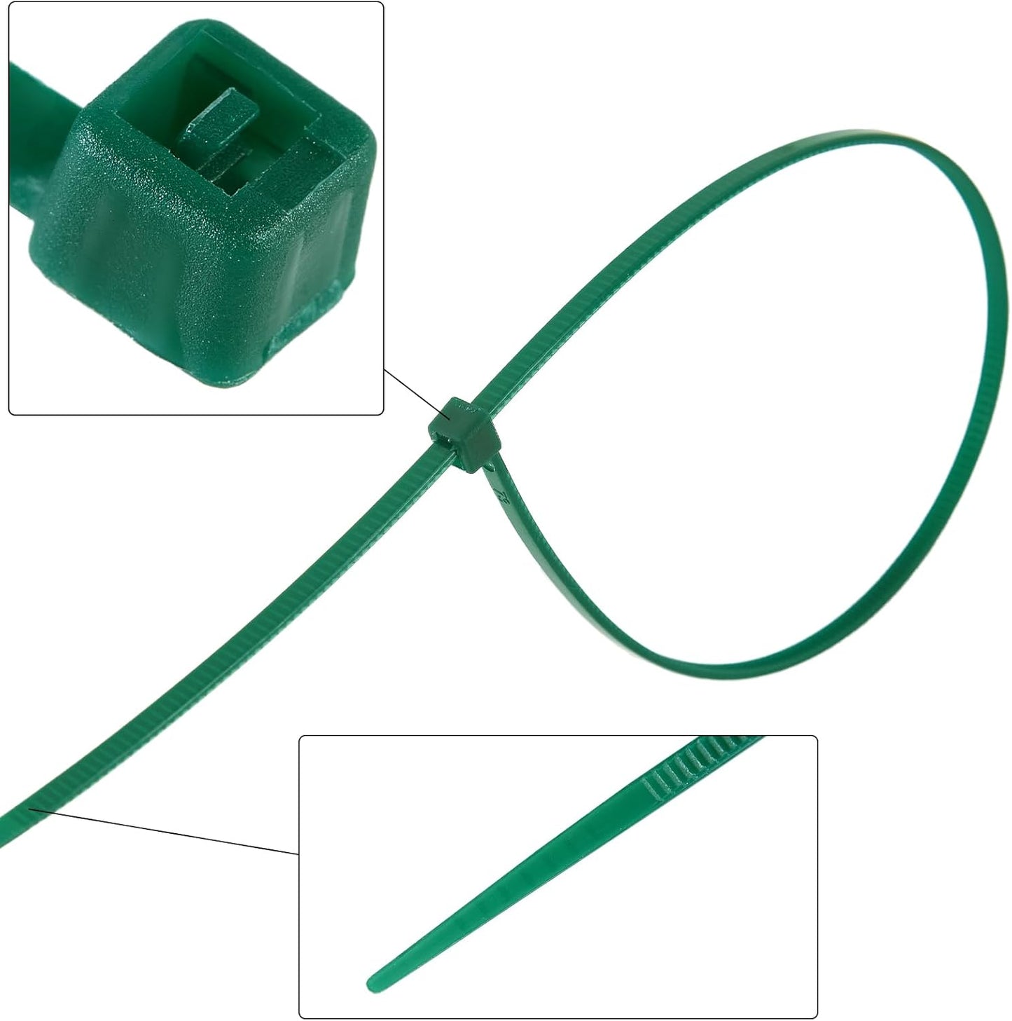 8 inch 3mm Dark Green Nylon Garden Cable Zip Ties Self Locking Cable Ties Twist Ties, Multi-Purpose Cable Tie(100 Pcs)
