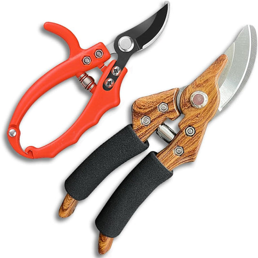 2-Pack Garden Shears Pruning, Flower Scissors for Cutting Fresh Flowers, Professional Garden Clippers Set & Plant Trimmers for Tree, Gardening, Ergonomic Handle