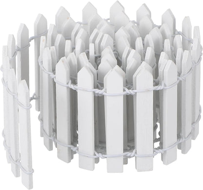 Bewudy 35 Inches Mini Fairy Garden Fence, Small Wood Decorative Picket Fence, White Picket Fence Miniature Ornaments for Dollhouse Plant Pot Fairy Garden Accessories Outdoor