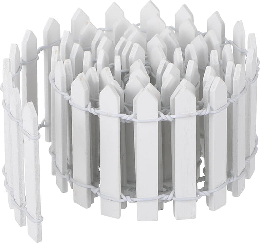 Bewudy 35 Inches Mini Fairy Garden Fence, Small Wood Decorative Picket Fence, White Picket Fence Miniature Ornaments for Dollhouse Plant Pot Fairy Garden Accessories Outdoor