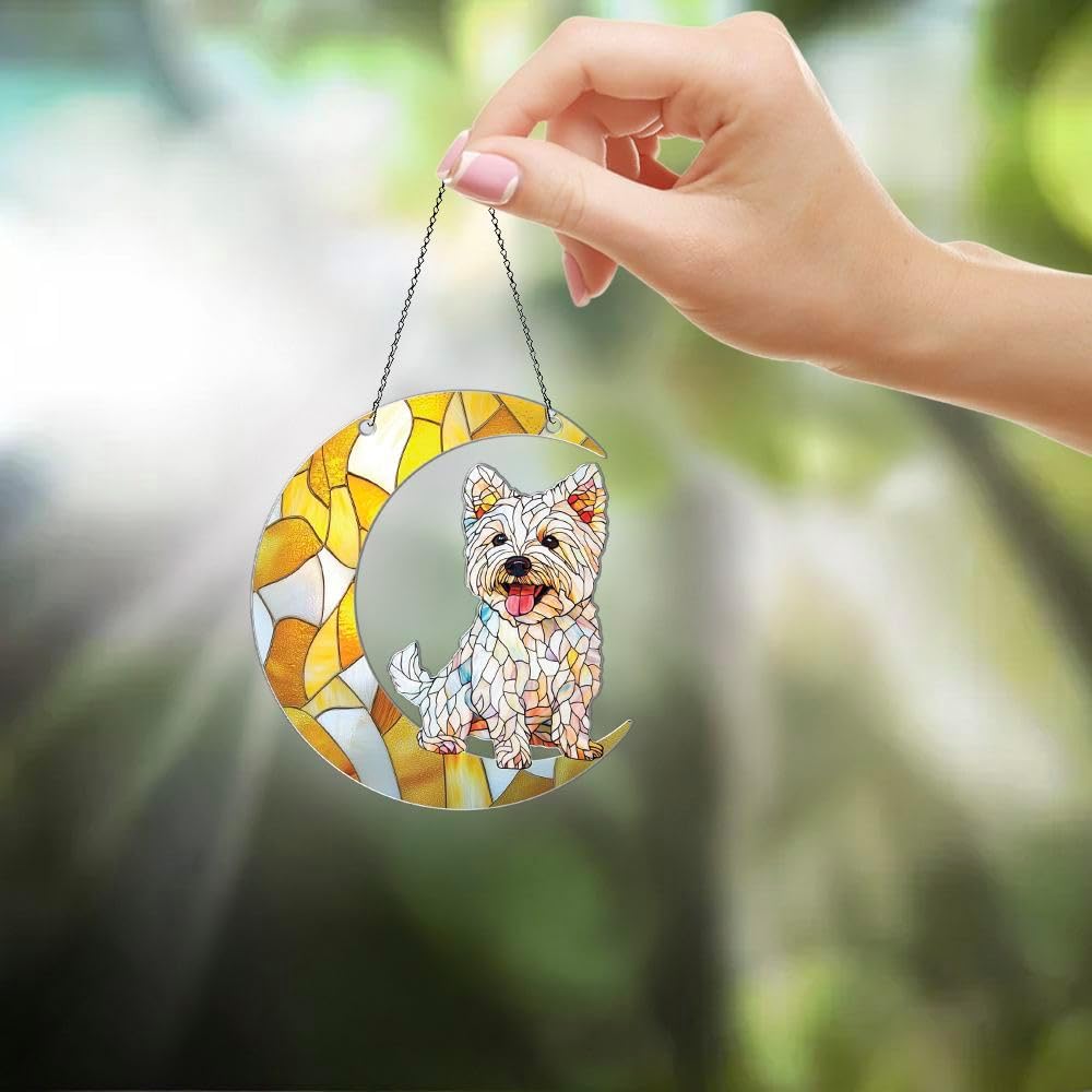 Westie Ornaments Decor for Christmas Tree - Westie Gifts for Women Men - Westie Home Kitchen Room Christmas Decorations - 2D Flat Acrylic Ornament Window Hanging