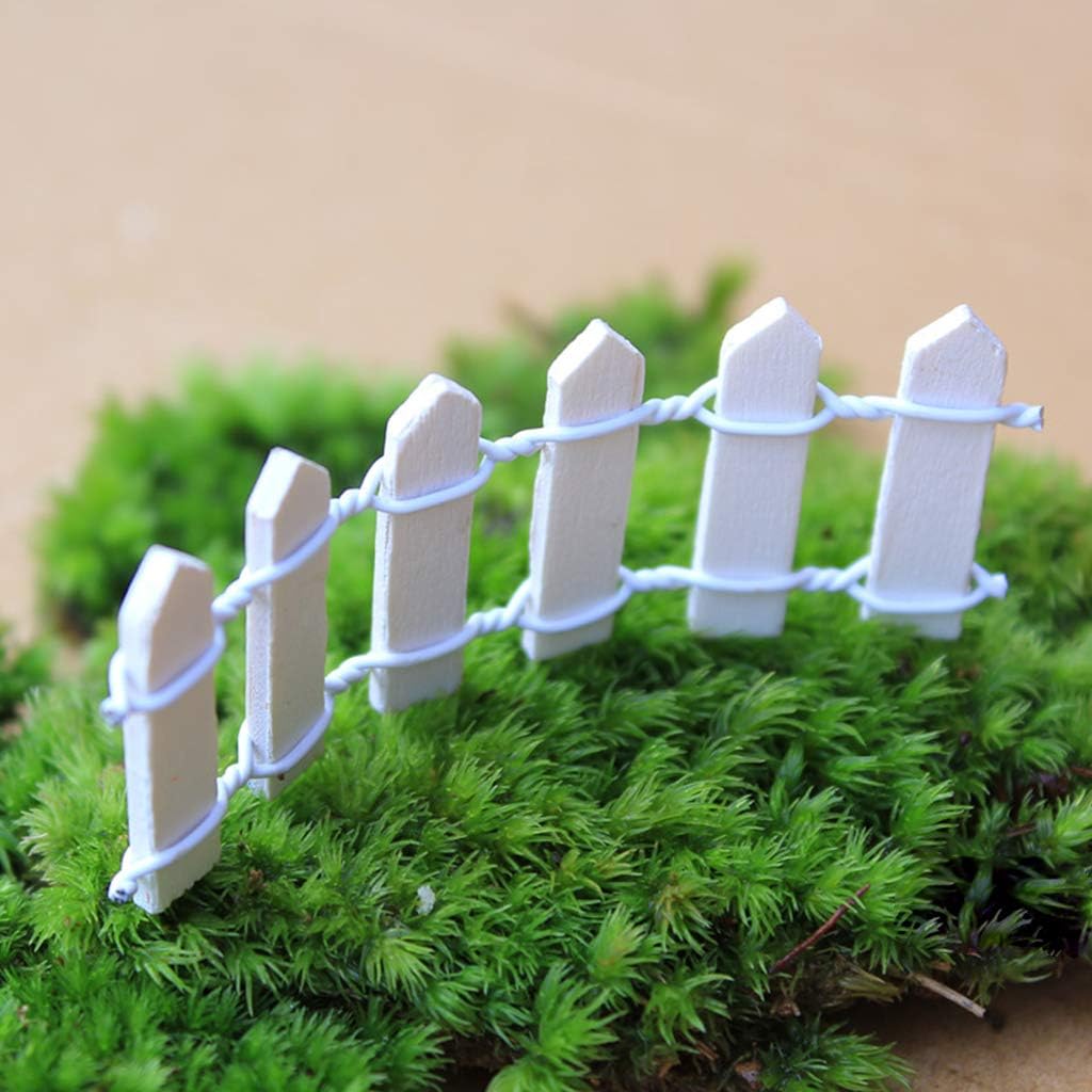 35 Inches Long Miniature Fairy Garden Fence Mini Wood Picket Fence Decorative Fence for Succulent Plant Pot DIY Diorama Project Height 2 inch 4-Pack (White)