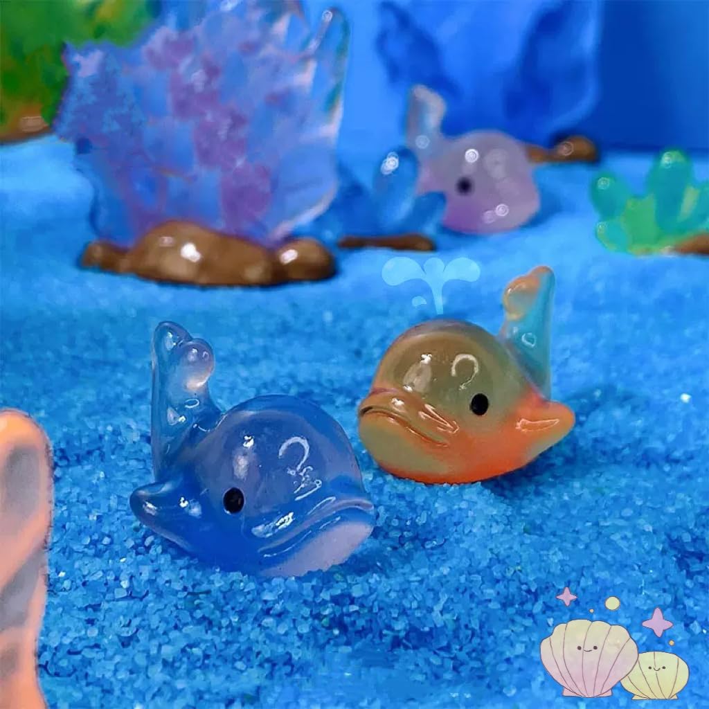 120pcs Mini Ocean Resin Animals: Glow in The Dark Tiny Sea Animals Figurines to Hide Marine Miniature Plastic Animals Aquarium Ornaments Decorations for DIY Fairy Garden Dollhouse,with Storage Box