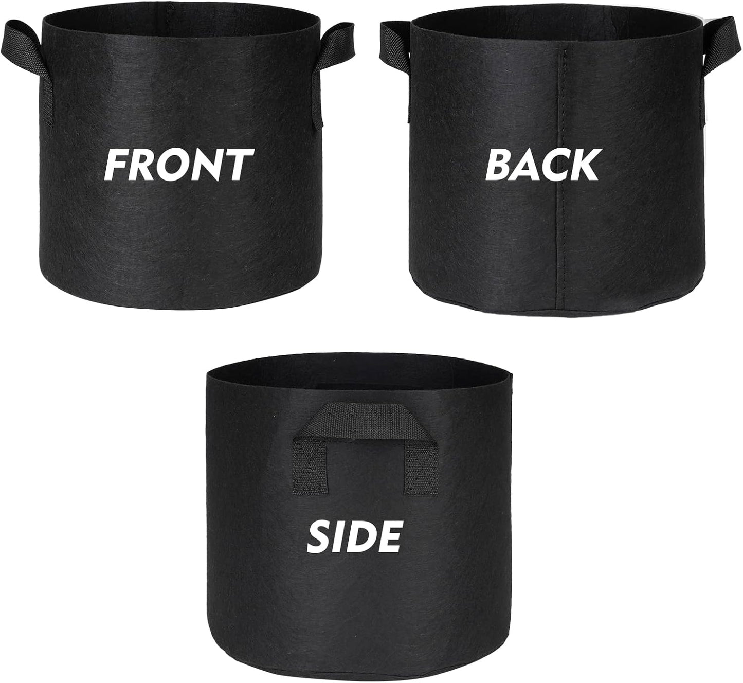 WEIFENG 10 Gallon Grow Bags Planters for Outdoor Plants 5-Pack Plant Bags with Handles