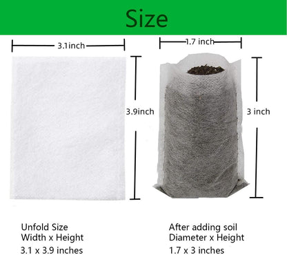 gardtree Small Plant Nursery Bags 3.1" * 3.9" 400PCS, Non-Woven Biodegradable Plant Grow Bags Fabric Seedling Starter Bags for Succulents Vegetable Flower Fruit, Home Garden Supply
