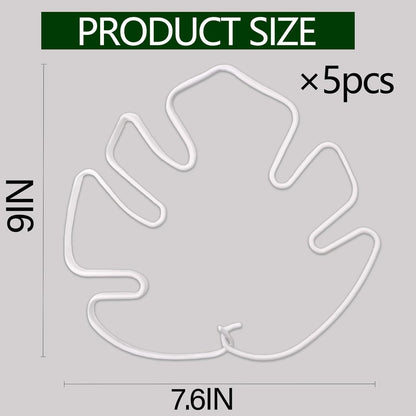White Monstera Plant Stem Support - 5PCS 7.3x6.25in Durable Adjustable Garden Stake for Indoor Plants, Fishbone Cactus Holder, Innovative Leaf Clip Set, Ideal Tool for Healthy Plant Growth