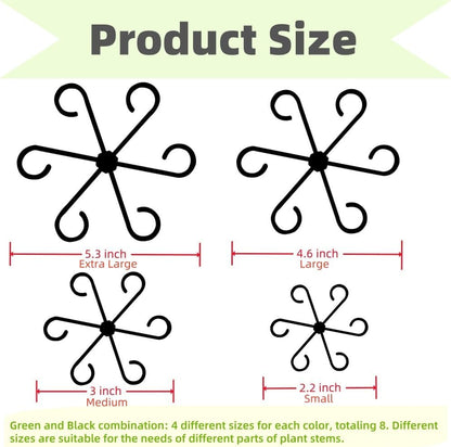 8 PCS Plant Stem Support, Plant Stakes for Indoor Plants Plant Clips for Climbing Plants, Plastic Monstera Plant Support Accessories for Potted Indoor Plant in Various Growth Stage(4 Sizes, 2 Colors)
