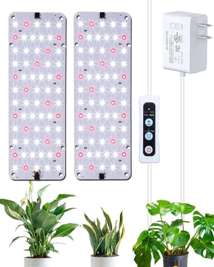 DOMMIA Grow Light, 20W Ultra-Thin Panel Grow Lights for Indoor Plants, High PPFD Full Spectrum, Dimmable, 6/12/16H Timer Auto on/Off, Suitable for Indoor Growing, Cold White 3-Pack