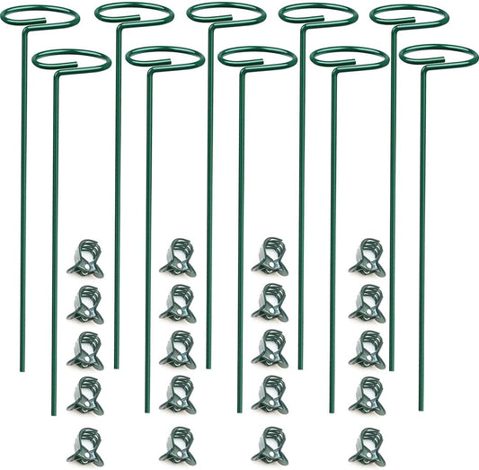 10 pcs 8 inch Metal Single Stem Flower Plant Support Stakes and Rings for Amaryllis Orchid Lily Sunflower Rose Narcissus