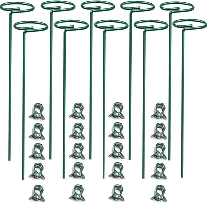10 pcs 16 inch Metal Single Stem Flower Plant Support Stakes and Rings for Amaryllis Orchid Lily Sunflower Rose Narcissus