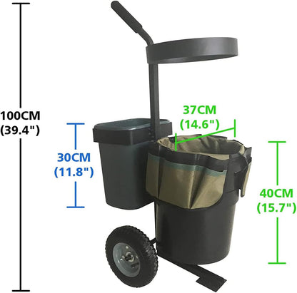 Garden Cart with Wheels & Oxford Fabric Bag – Heavy-Duty Yard Trolley for Lawn Care, Gardening Tools & Flower Transport – Portable Outdoor Tool Organizer with Large Storage Capacity