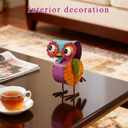 Metal Owl Statue Outdoor Garden Decor-Yard Art Gift, Funny Owl Sculpture for Patio, Lawn, Backyard- Indoor Figurine for Birthday, Housewarming, Christmas