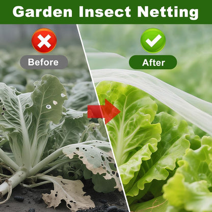 Agfabric Garden Netting 8.2'x32' Insect Pest Barrier Bird Netting for Garden Protection,Row Cover Mesh Netting for Vegetables Fruit Trees and Plants,White