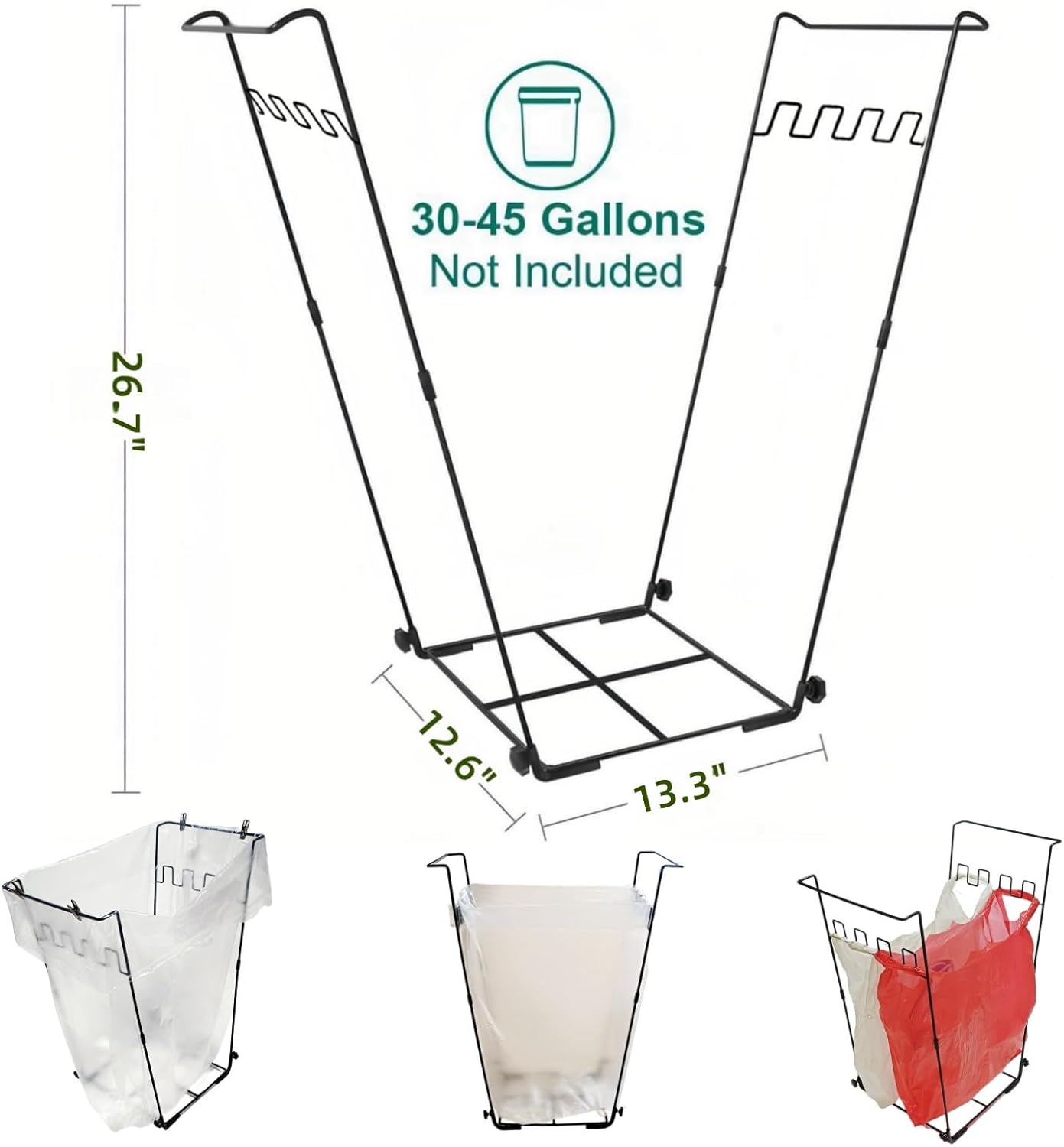 2PCS Garden Trash Bag Holder - Outdoor Leaf Bag Support Stand Multi-Use Metal Garbage Bag Holder Frame Holds 30-45 Gallons Bag for Leaves, Camping, Yard Weeding, Lawn Party
