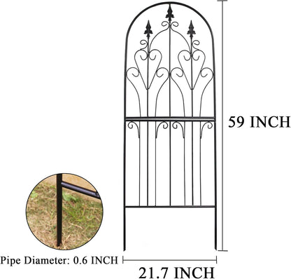 Trellis for Climbing Plants 59" H x 21.7" W Metal Unique Design Decorative Garden Structure Weather-Resistant Lattice Outdoor Decor Flowers Roses Vine Ivy Clematis Black Coating