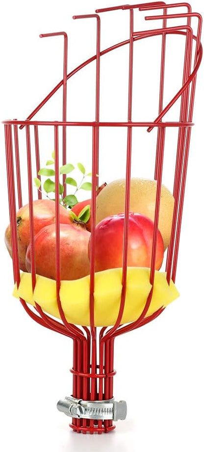 Fruit Picker Harvester Basket, Adjustable Fruit Picker Tool with Cushion to Prevent Bruising, Professional Gardening Fruit Picker Tool for Picking Apple Pear Peach Orange (Pole Not Included)