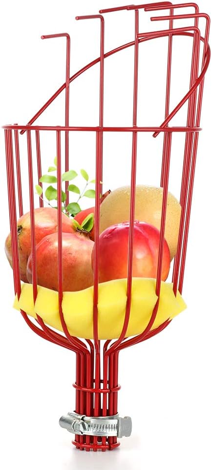Fruit Picker Harvester Basket, Adjustable Fruit Picker Tool with Cushion to Prevent Bruising, Professional Gardening Fruit Picker Tool for Picking Apple Pear Peach Orange (Pole Not Included)