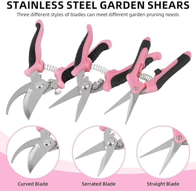 Pruning Shears Garden Scissors Tools: 4pcs Stainless Steel Gardening Clippers for Tree Pole, Hedge, Bonsai, Plants, Vegetable, Gardeners Work Accessories for Flower Arrangement, Yard Landscaping