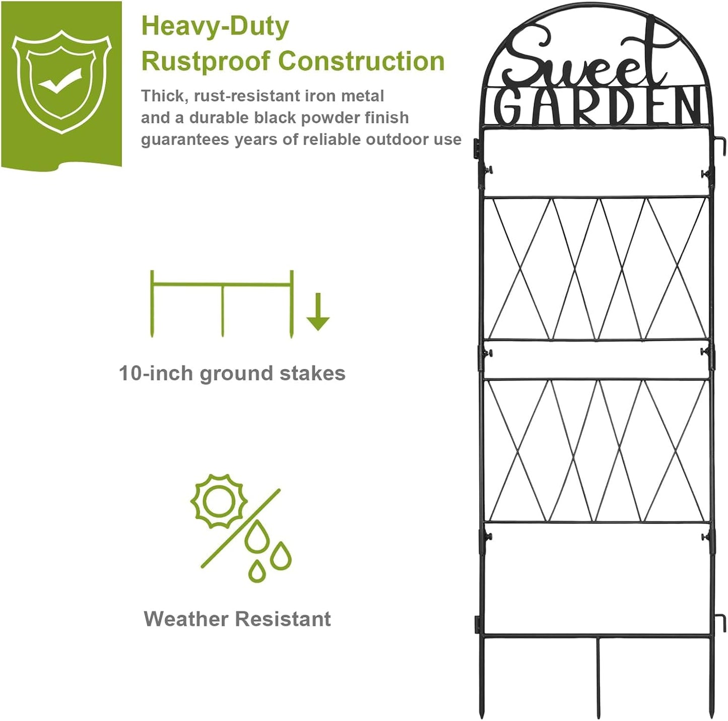 hogardeck 1PC Metal Garden Trellis 45 * 35 inch for Climbing Plants Flowers Outdoor,Heavy Duty,Black Coating Rustproof Trellis for Rose, Vegetable, Flowers, Perfect for Training Climbing Plants