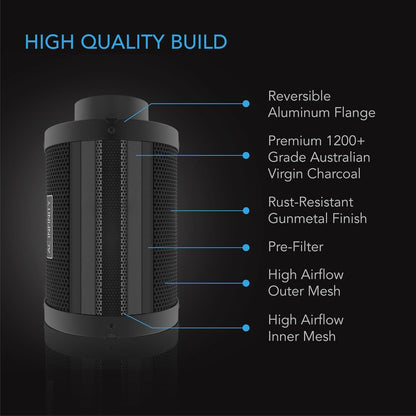 AC Infinity Air Carbon Filter 6" with Premium Australian Virgin Charcoal, for Inline Duct Fan, Odor Control, Hydroponics, Grow Rooms