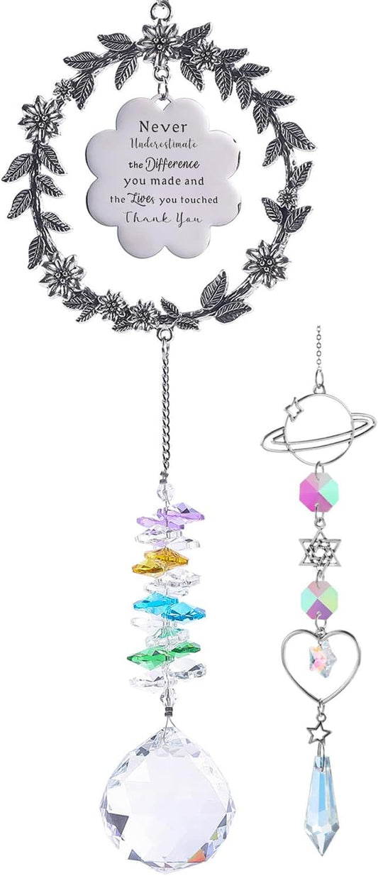 Women Thank You Gifts for Teachers Doctors Nurses, Suncatcher with Thank You Text, Crystal Sun