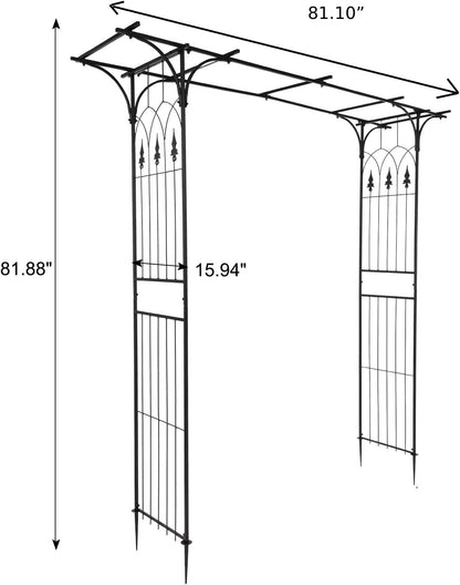 VINGLI Garden Arbor, Arch Archway for Wedding Ceremony Party, Steel Garden Trellis for Plant Climbing, Christmas Decorations Pergola for Backyard, Lawn (Black)
