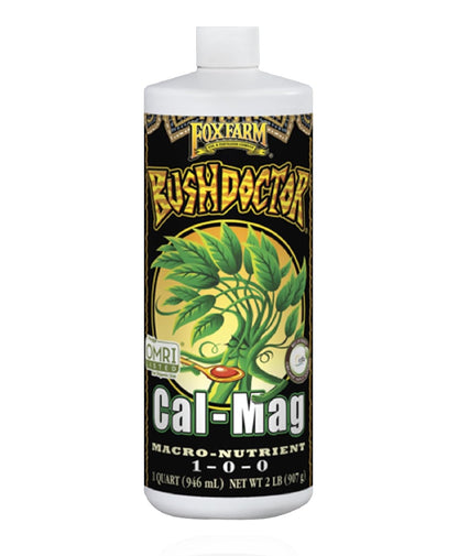 FoxFarm BushDoctor Cal-Mag - Liquid Calcium & Magnesium Supplement, Prevents Blossom End Rot & Tip Burn - Formula with 3% Calcium, 0.9% Magnesium for Gardening- NPK 1-0-0 (Quart)