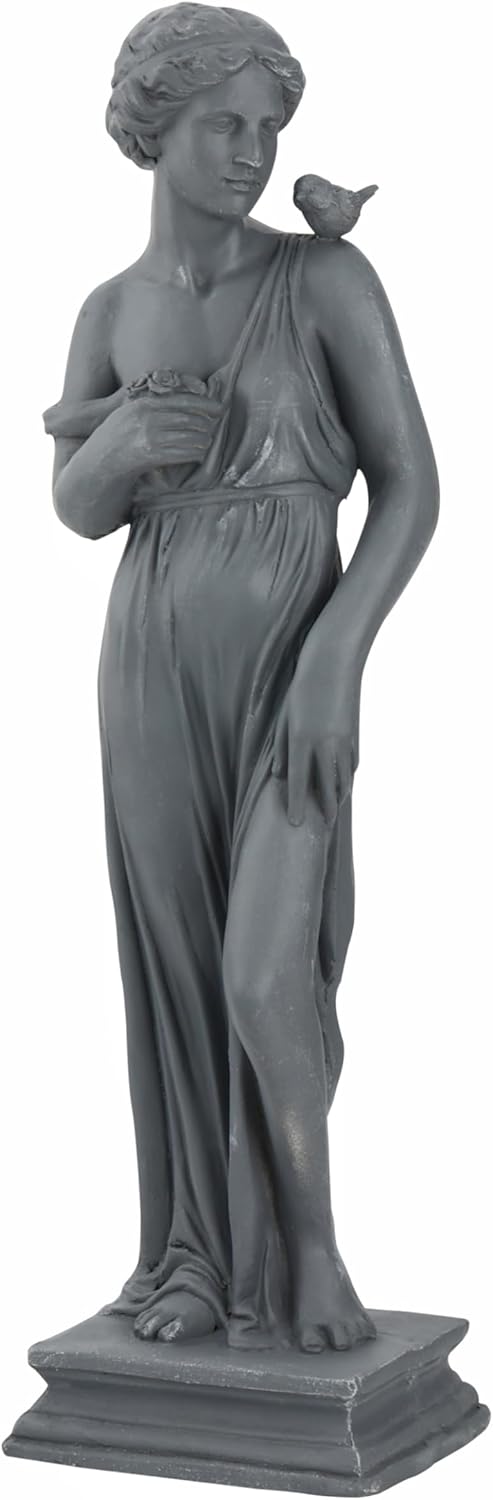 Outdoor Garden 32‘’ High Statue Nymph Sculpture Goddess of Greek Mythology Roman Style Patio Lawn Porch Decor Gray