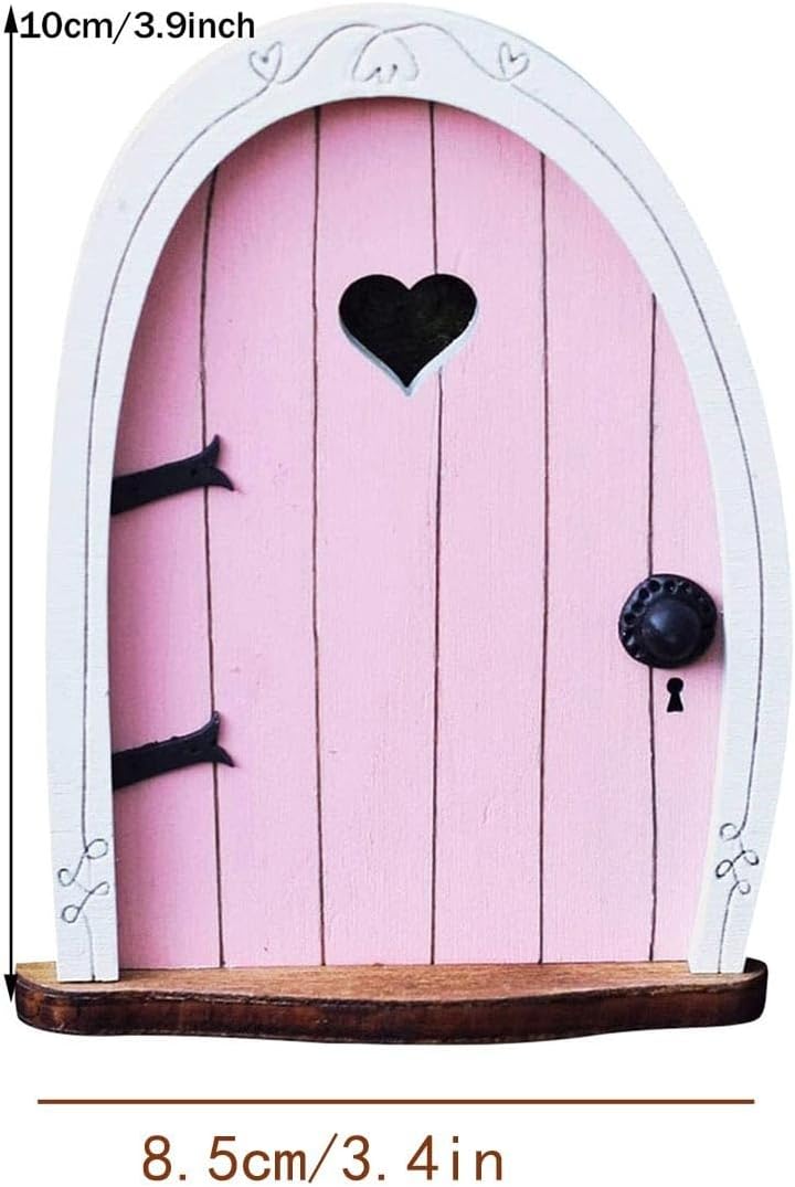 Whimsical Miniature Fairy Door - Handcrafted 3D Mini Woodland Portal Tree Accessory for DIY Garden Landscapes, Terrarium Decor & Collector's Fantasy Displays（Pink Streak ）