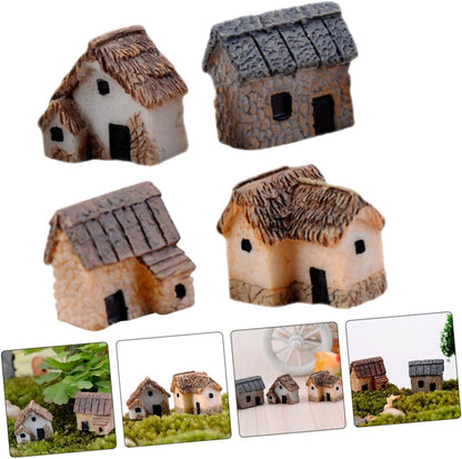 Fairy Garden Mini House Accessories, Miniature Village Hut Figurine Cottage, DIY Micro Landscape Decor Ornaments for Bonsai, Succulent Planting (C)